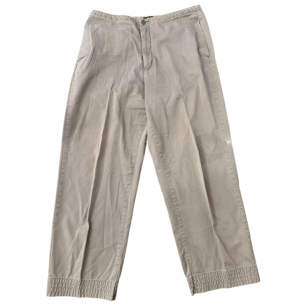 Eddie Bauer Khaki Tapered Pants Women’s 14 (Measured) Pull-On Hem Detail - Picture 2 of 8